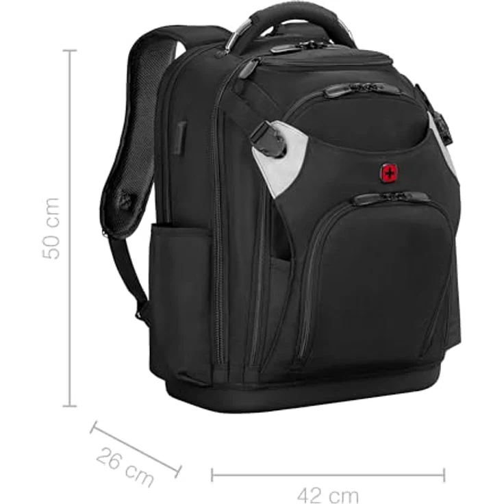 Wenger Tool Backpack Pro, Notebook Rucksack für bis zu 43,2 cm (17 Zoll), Schwarz mit USB-Anschluss und herausnehmbarer Werkzeugtrage – Bild 2