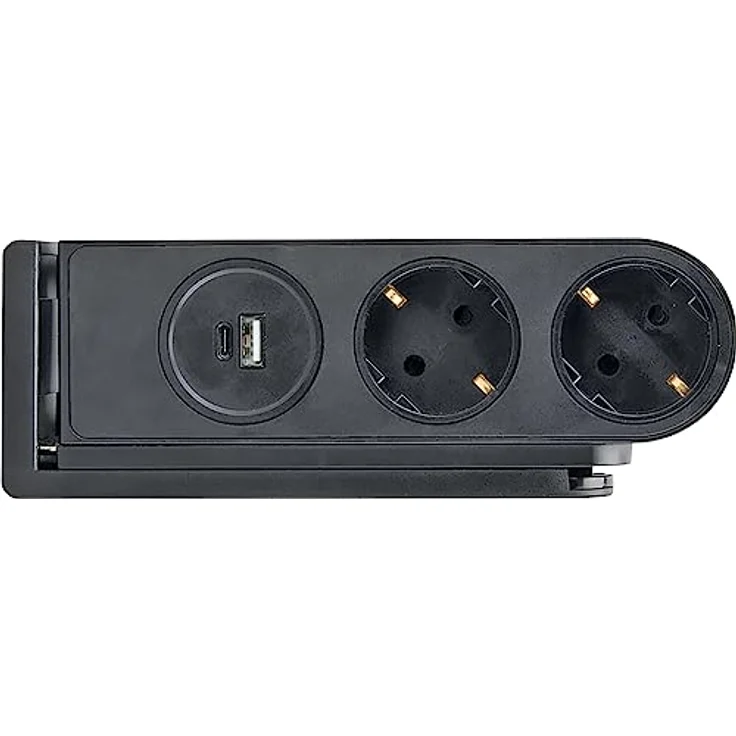 SCHWAIGER STKL2214 Tisch-Steckdosenleiste Schwarz 2X Haushaltssteckdose 1x USB-C 1x USB-A IP20 1,40m – Bild 5