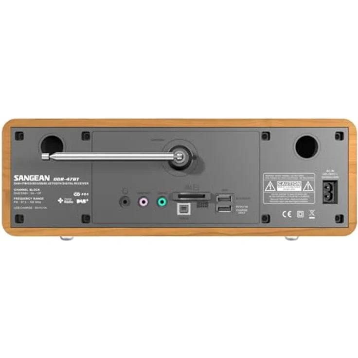 Sangean DDR-47BT All-in-One Kompakt-Anlage (DAB+-UKW-Tuner, Bluetooth, CD-MP3-Player, USB 2.0, SD-Kartenleser, AUX-In, Recording Funktion) inkl. Fernbedienung walnuss-grau – Bild 3