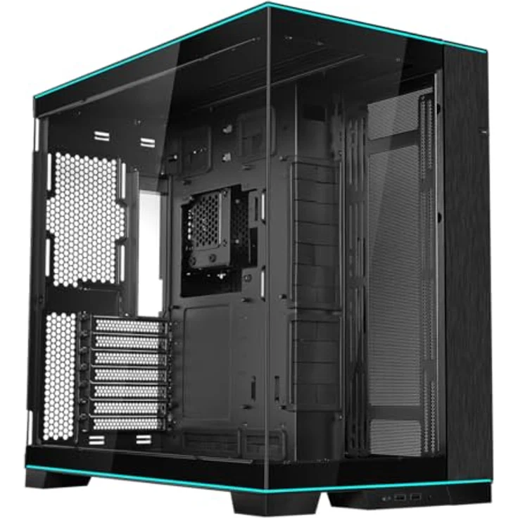 Lian Li O11D EVO RGB PC-Gehäuse, integrierte RGB-Beleuchtung, 455 mm GPU-Freiheit, bis zu 420 mm Radiatoren, Stahl, Aluminium, Gehärtetes Glas, Schwarz – Bild 2