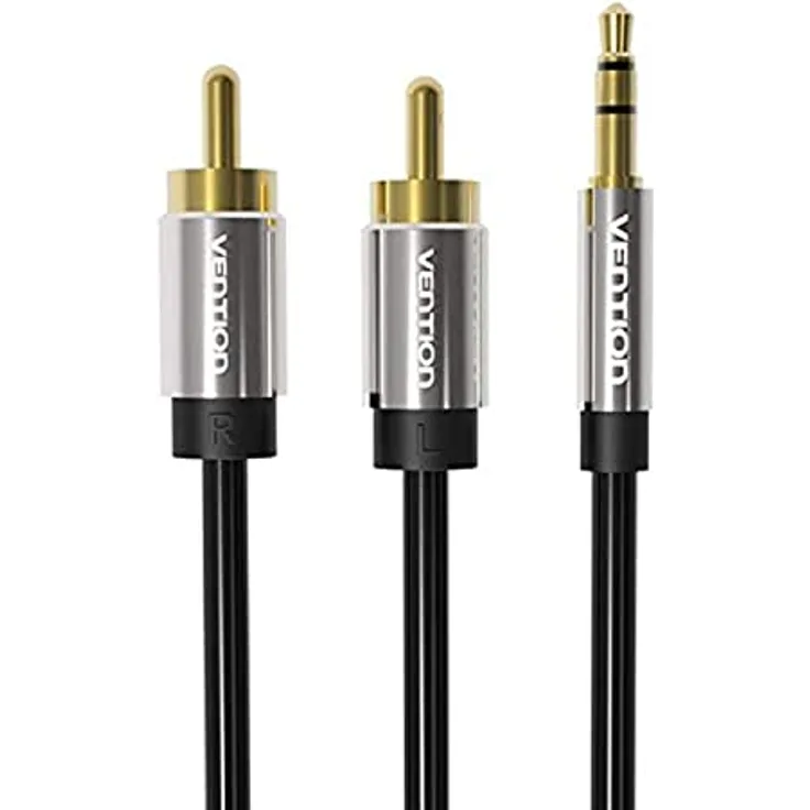 Vention BCFBG Audiokabel, 3,5 mm Stecker auf 2 Cinch-Stecker, 1,5 m, Schwarz