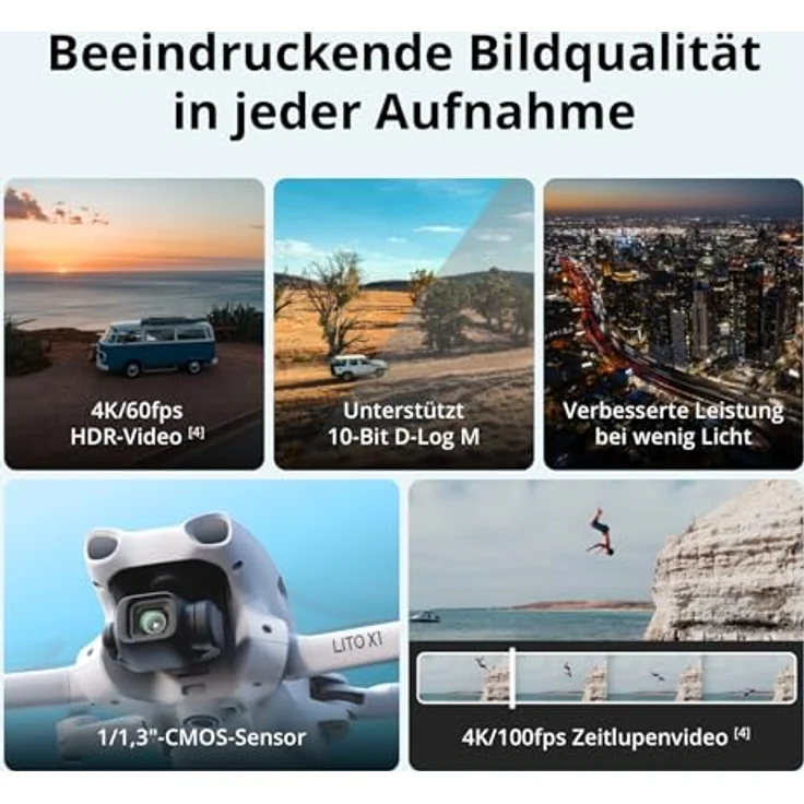 DJI Lito X1 Fly More Combo, 4K Kameradrohne mit DJI RC 2, 1/1,3-Zoll-Sensor, Hinderniserkennung, ActiveTrack, 15 km Videoübertragung, 3 Akkus, C0-zertifiziert – Bild 4