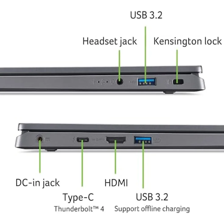acer Aspire 17 (A17-51M-503B) Laptop | 17" FHD IPS Display, Intel Core i5-1334U, 16 GB RAM, 512 GB SSD, Intel Iris Xe Graphics, Windows 11, QWERTZ Tastatur, grau – Bild 5