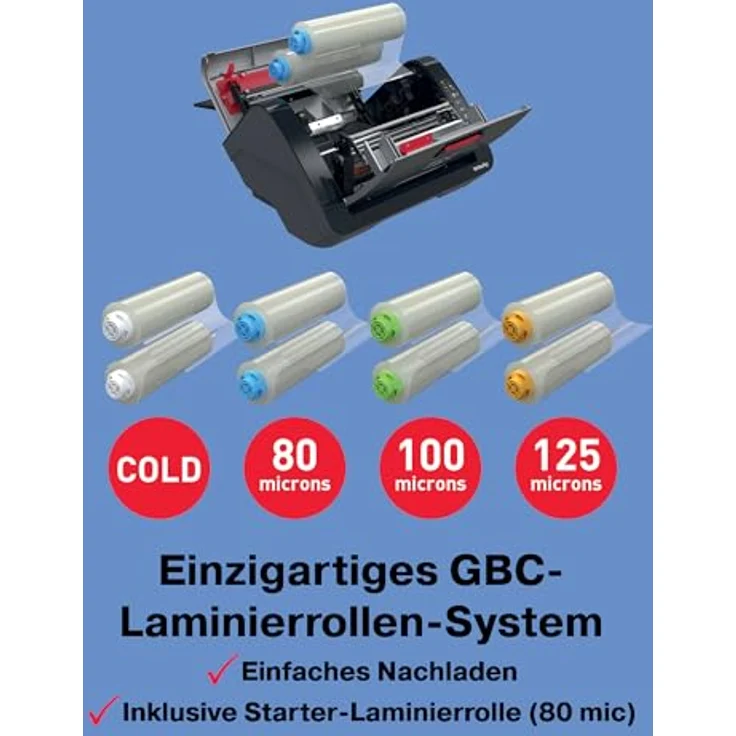 GBC Velocity Automatisches A4 Laminiergerät, Kompakte Büro-Laminiermaschine mit Auto-Ausrichtung, Schnelle Aufheizzeit, Schwarz/Rot, inkl. 80-Mic Starterrolle – Bild 5