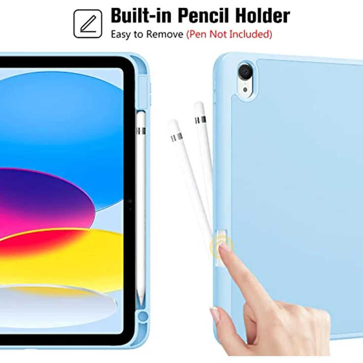 ProCase Hülle für iPad A16 11. & 10. Generation (2025/2022), leichte Schutzhülle mit Stifthalter und Smart Cover, Himmelblau – Bild 3