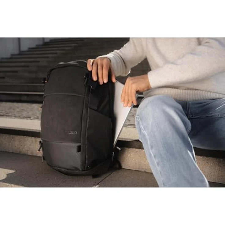 American Tourister Pacepro Laptop Rucksack 17.3 Zoll, organisiertes Fachsystem, Regenschutz mit reflektierenden Details, erweiterbar, Smart Sleeve – Schwarz (Flash Black), 31.5/38 L – Bild 2