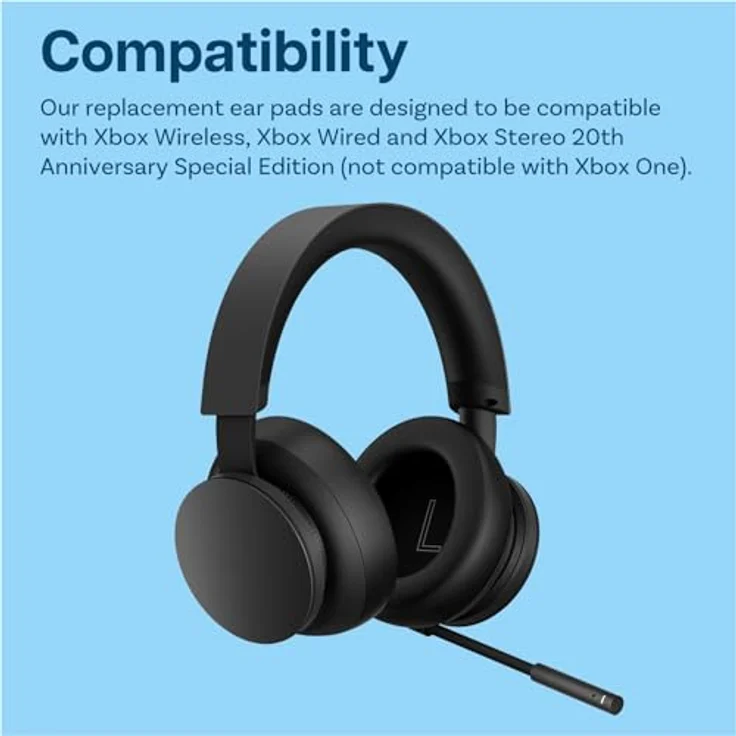 MMOBIEL Ersatz Ohrpolster für Xbox Wireless, Wired und Xbox Stereo 20th Anniversary Special Edition, Memory-Schaumstoff und Protein PU, verbesserte Geräuschisolierung, Schwarz – Bild 4