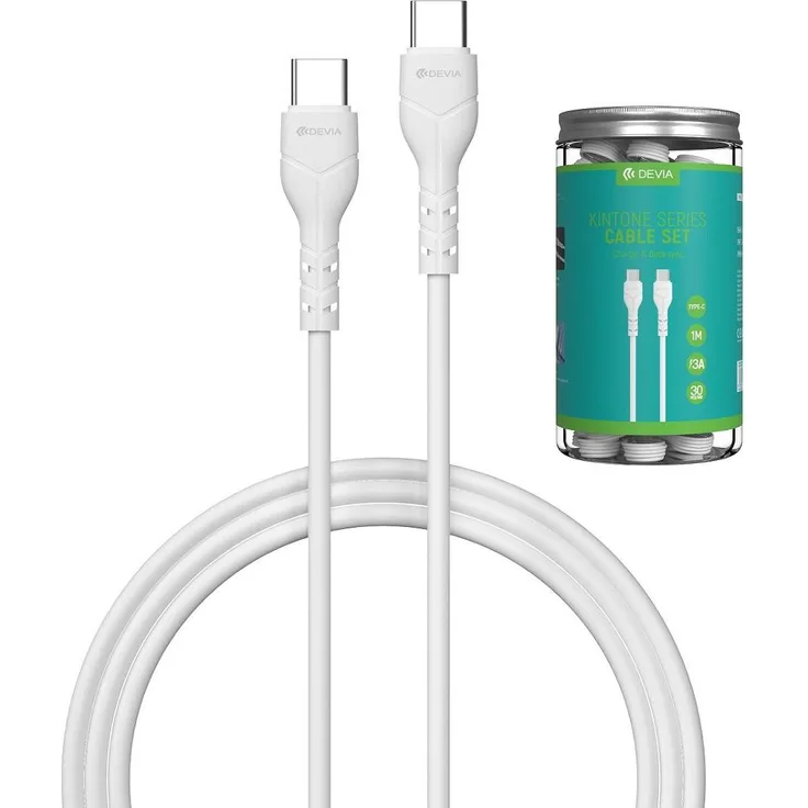 Devia Kintone USB-C Kabel Set, 30 Stück, 1,0 m, 3A, weiss, flexibel und langlebig