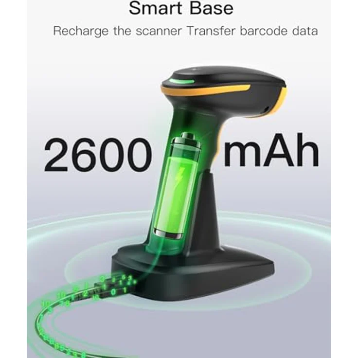 Inateck Bluetooth Barcode Scanner 2D, mit 2600 mAh Akku und intelligenter Ladestation, unterstützt AI, APP, SDK, BCST-36 – Bild 3