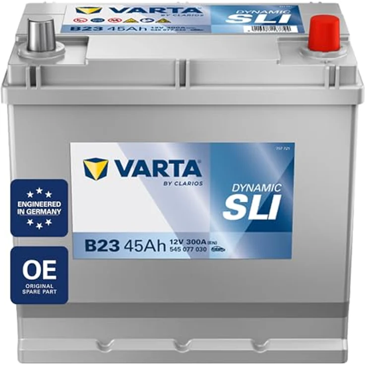 VARTA JIS Starterbatterie 12V 45Ah 300A/EN B01, leistungsstarke Autobatterie für MAZDA und RENAULT Modelle – Bild 1