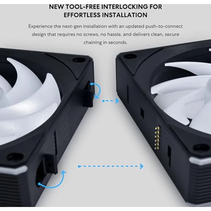 Lian Li UNI FAN CL Wireless Reverse Lüfter, 120mm mit RGB-Beleuchtung und werkzeugloser Steckverbindung, schwarz – Bild 4