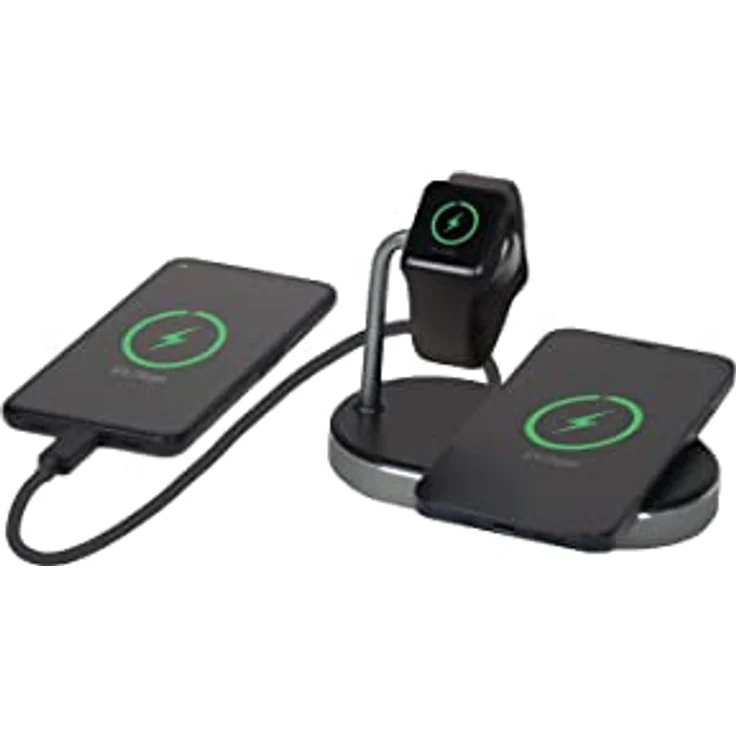 Verbatim 3-in-1 Qi MFi Wireless Fast Charger WCS-02, für iPhone, Apple Watch & Qi-fähige Geräte, Handy Ständer mit induktiver Ladestation, kabelloses Ladegerät für Apple, Samsung und mehr – Bild 4