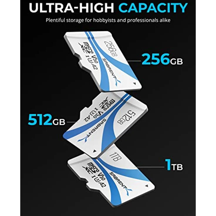 SABRENT Micro SD Karte 1TB V30, SD Karte UHS-I A2, speicherkarte MicroSDXC, Class 10, U3, Full HD & 8K UHD Karte, Biz zu 100MB/s für professionelle Fotografen, Videofilmer, Vloggers (SD-MQ30-1TB) – Bild 4