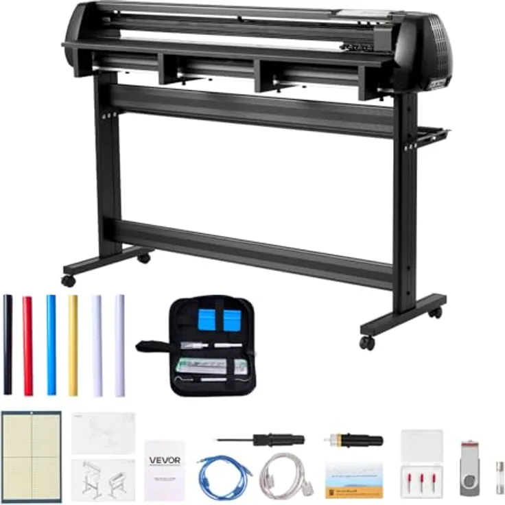 VEVOR Vinylschneidemaschine, 135 cm max. Zufuhrbreite, Doppelklingen, LED-Anzeige, einstellbares Schneideplotter-Set mit Aufkleberbögen, Transferfolien & Signmaster-Software