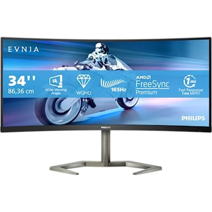 Philips Monitors Philips Evnia 34M1C5500VA - 34 Zoll WQHD Curved Gaming Monitor, 1 ms MPRT, 165 Hz, FreeSync Premium, HDR10 schwarz