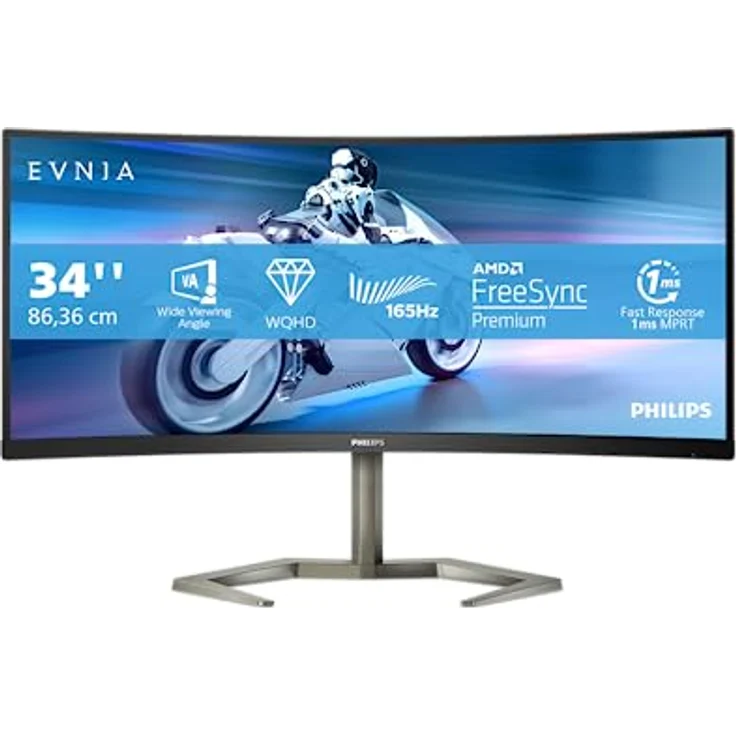 Philips Monitors Philips Evnia 34M1C5500VA - 34 Zoll WQHD Curved Gaming Monitor, 1 ms MPRT, 165 Hz, FreeSync Premium, HDR10 schwarz – Bild 1