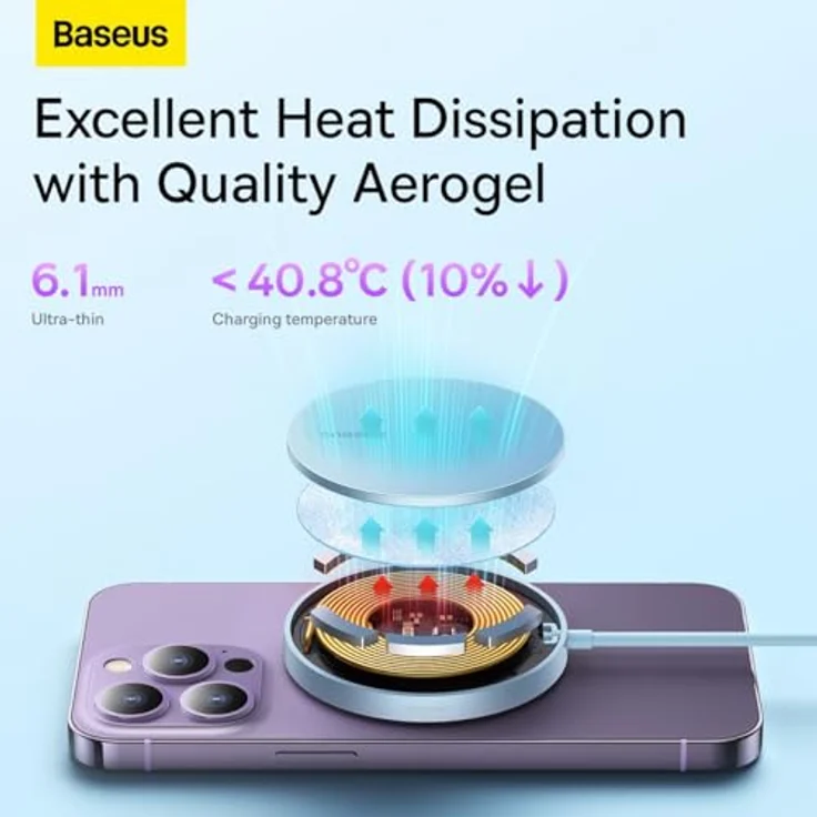 Baseus Simple Mini3 Magnetic Wireless Charger 15W Galaxy Blue (15 W), Wireless Charger, Blau – Bild 2