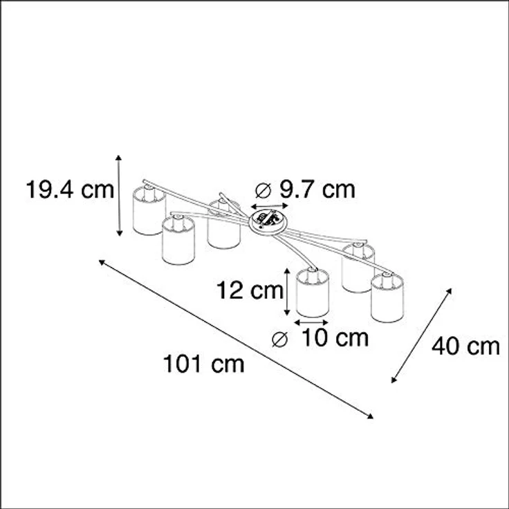 Qazqa Moderne Deckenleuchte Lofty Schwarz 6-Flammig - LED geeignet E14 – Bild 4