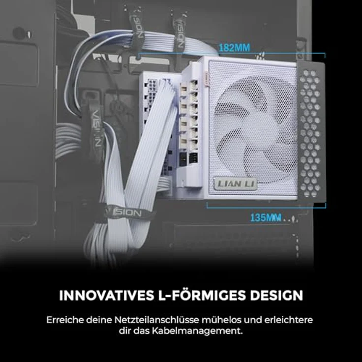 Lian Li Edge Gold 1000 PC Netzteil Weiß, 1000 Watt ATX Netzteil, PCIe 5.1, ATX 3.1 PSU | 80 Plus Gold, leiser Lüfter, USB Hub & Fan Hub – Bild 2