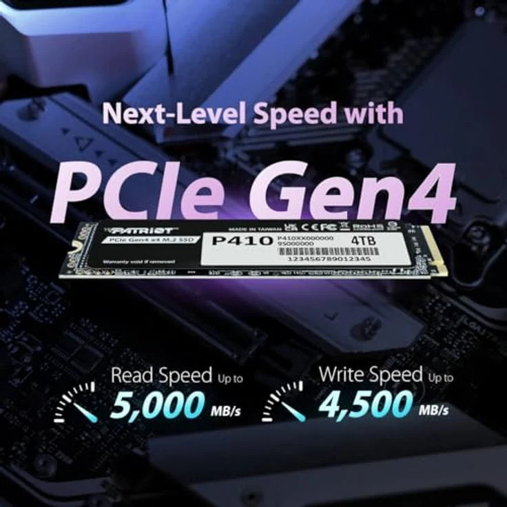 Patriot SSD P410 2TB M.2 PCIe 4.0, 5000/4500 MB/s, Hochgeschwindigkeits-Speicherlösung für Gaming und Content Creation – Bild 3