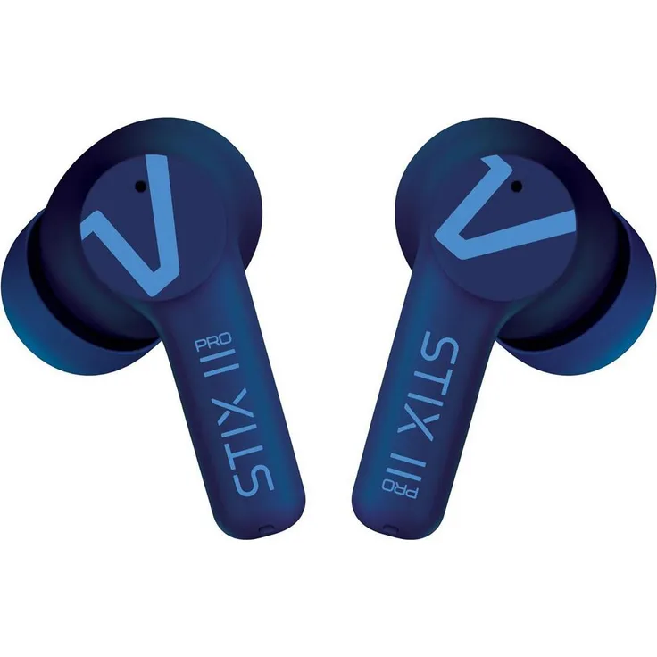 Veho STIX II Pro True Wireless Kopfhörer, aktives Noise Cancelling, Bluetooth 5.3, IPX5 wasserdicht, Blau