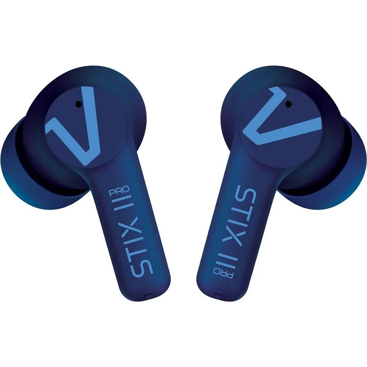 Veho STIX II Pro True Wireless Kopfhörer, aktives Noise Cancelling, Bluetooth 5.3, IPX5 wasserdicht, Blau