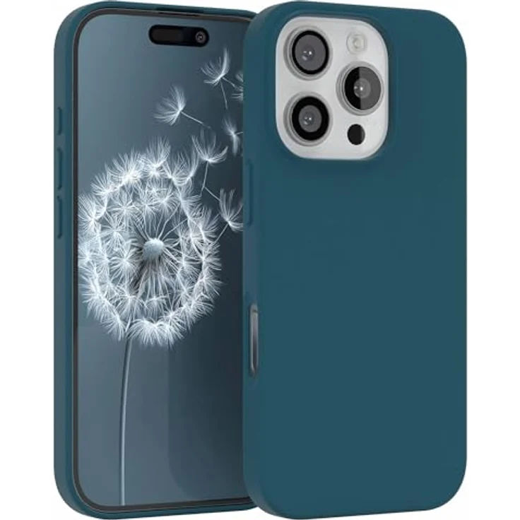 EAZY CASE Premium Silikon Handyhülle für iPhone 16 Pro, Slimcover mit Kameraschutz und Innenfutter, Softcase in Petrol – Bild 1