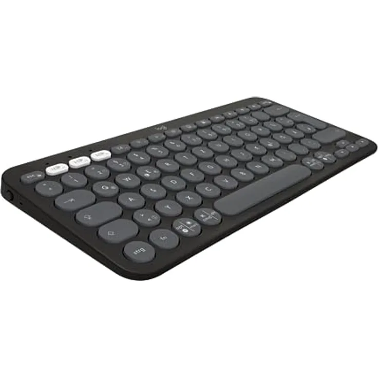 Logitech Pebble Keys 2 K380s, kabellose Multi-Device Bluetooth-Tastatur mit anpassbaren Sondertasten, schlank, mobil, Easy-Switch - Windows, macOS, iPadOS, Android, ChromeOS, Deutsches QWERTZ,Graphit