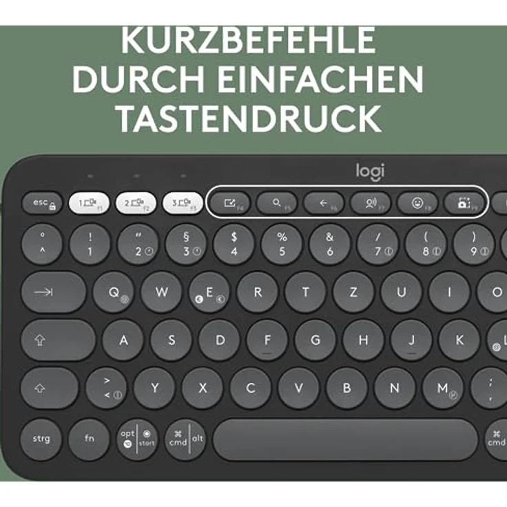Logitech Pebble Keys 2 K380s, kabellose Multi-Device Bluetooth-Tastatur mit anpassbaren Sondertasten, schlank, mobil, Easy-Switch - Windows, macOS, iPadOS, Android, ChromeOS, Deutsches QWERTZ,Graphit – Bild 4