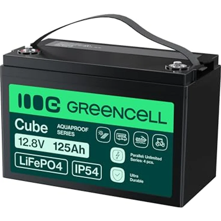 Green Cell CUBE LiFePO4 Spezial-Akku, LiFePo-Block Schraubkontakt, 12.8V 125Ah, sofort einsatzbereit, ideal für Wohnmobile – Bild 2