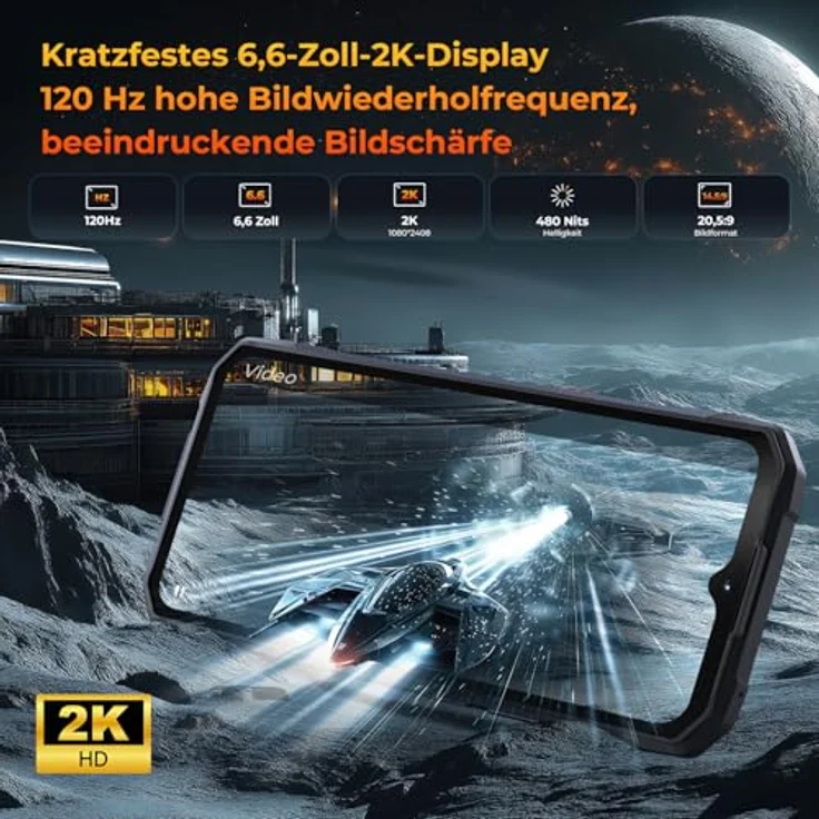 HOTWAV Cyber 16 Pro Outdoor Handy, 6,6" FHD+ 4G Android 15, 8 GB RAM, 512 GB Speicher, 108MP Kamera, IP68/IP69K, Schwarz – Bild 3