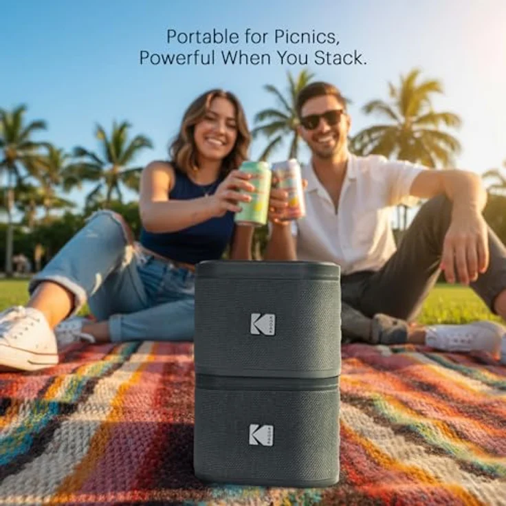 Kodak SoundBrix Wireless Stack Speaker, Bluetooth Lautsprecher im 2er Set, Treble Gray – Bild 5