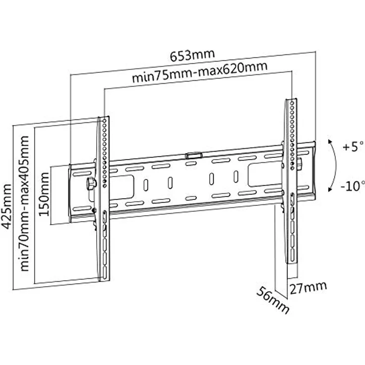 SCHWAIGER 9376 TV-Wandhalterung 37-70 Zoll Fernseherhalterung neigbar schwarz inkl. Montagezubehör und integrierter Wasserwaage – Bild 2
