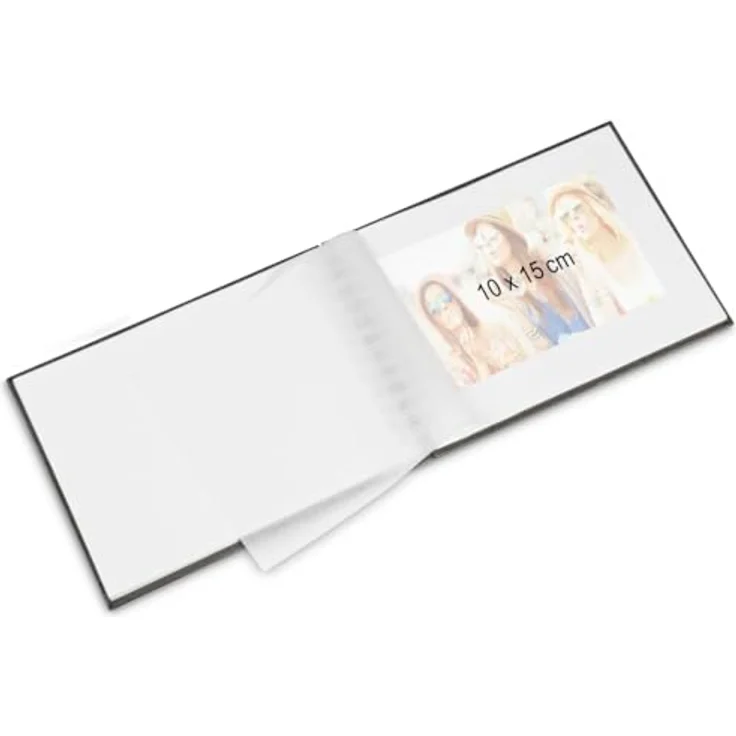 Hama Fotoalbum, 24 x 17 cm, 50 weiße Seiten, 25 Blatt, mit Ausschnitt für Bildeinschub, Fotobuch schwarz - Preisvergleich – Bild 4