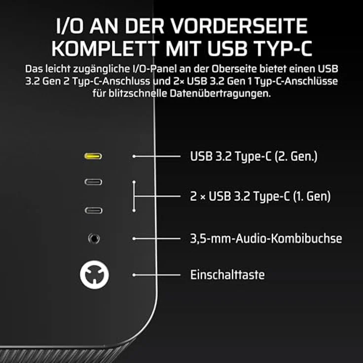 Corsair AIR 5400 LX-R LINK PC-Gehäuse, Mid-Tower mit Tempered Glass, 3x 120-mm RGB-Lüftern, schwarz, optimales Kühlsystem und USB-C Anschluss – Bild 9