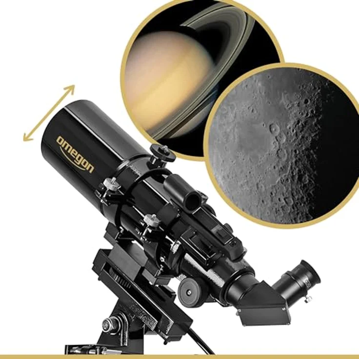 Omegon Teleskop AC 80/400 AZ-3, Kompaktes Refraktor-Teleskop mit 80mm Öffnung, 400mm Brennweite und leichter AZ-3 Montierung, ideal für Mond- und Naturbeobachtungen, einsteigerfreundlich – Bild 3