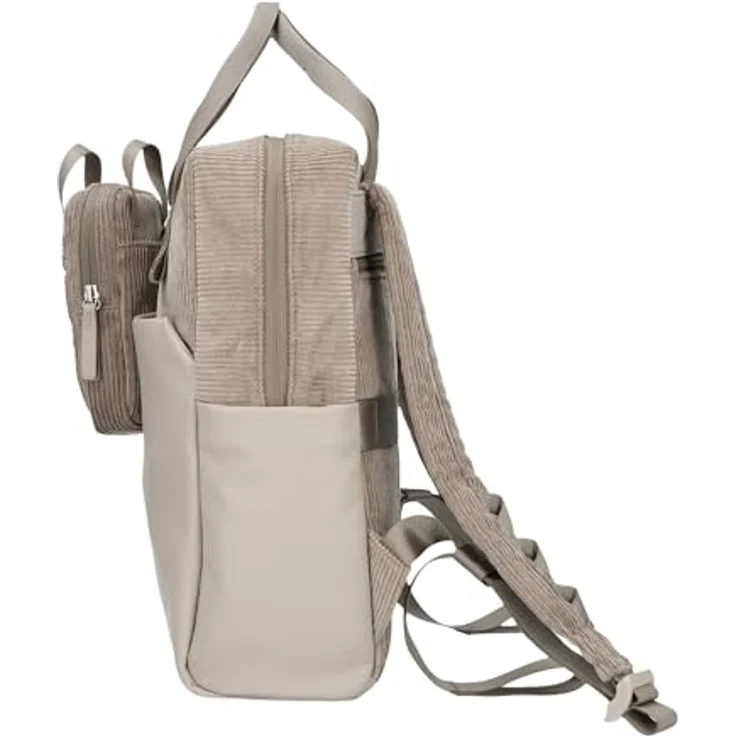 Zwei Laptoprucksack Lou LUR130, 7L Cord mit gepolstertem Laptopfach und separater Mini-Bag, Mocca beige – Bild 4