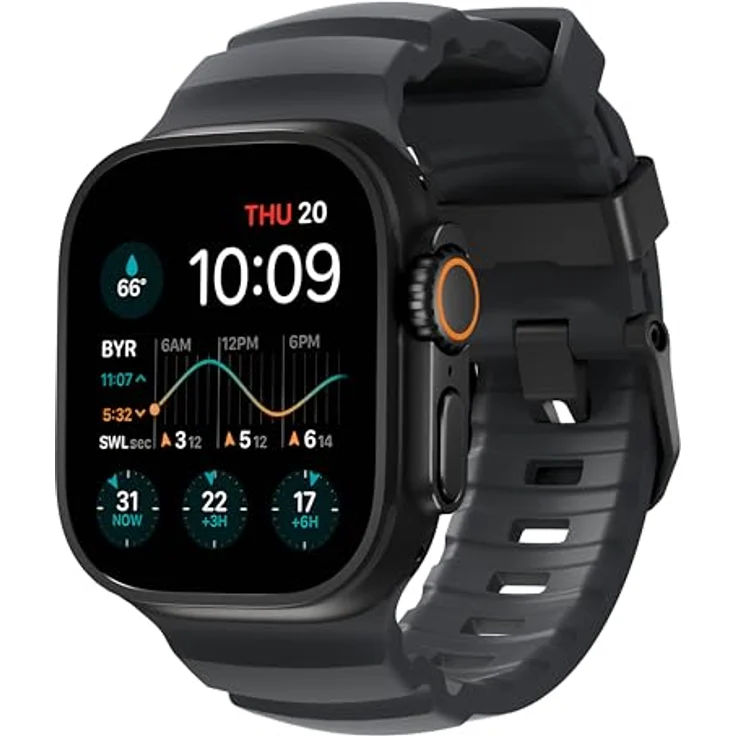 NOMAD Apple Watch Sportarmband Rocky Point Dark Storm Gray – 45/49 mm, Titan-Hardware, wasserdicht, atmungsaktiv, für Damen und Herren – Bild 1