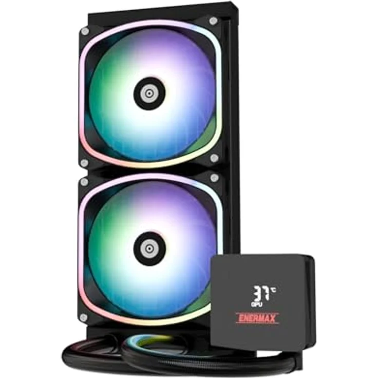 Enermax Aquafusion II 240mm ELC-AQFA240-SQA, CPU Wasserkühler mit RGB-Lüfter und magnetischem Status-Display, Schwarz – Bild 4