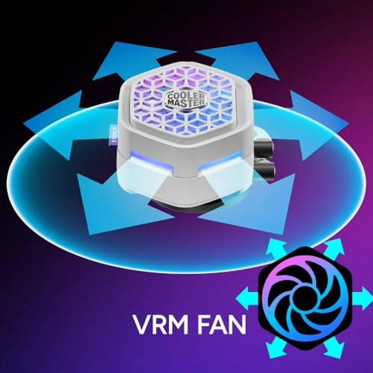 Cooler Master MasterLiquid Atmos II 360, CPU Wasserkühler mit ARGB-Beleuchtung, weiss, modular und leise – Bild 4