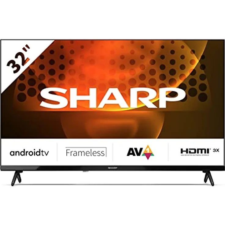 SHARP 32FH6EA HD Ready Frameless Android TV 80cm (32 Zoll), 3X HDMI, 2X USB, Dolby Digital, Active Motion 400