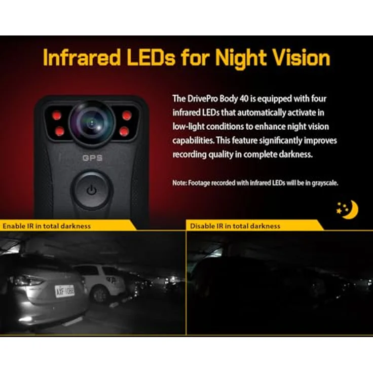 Transcend DrivePro Body 40, 128GB 2K QHD Bodycam mit WLAN, Bluetooth, GPS, spritzwassergeschützt, Schwarz – Bild 5