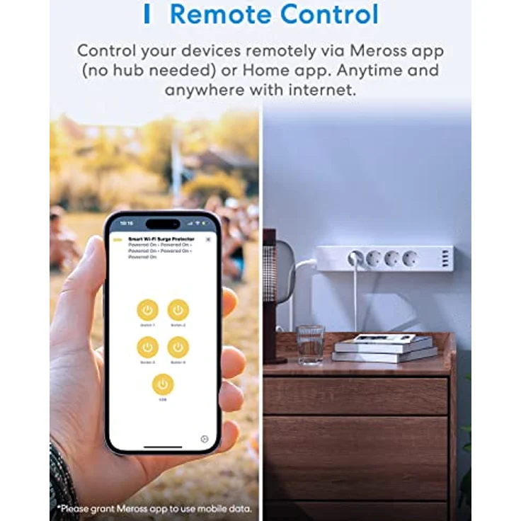 Meross Smart Steckdosenleiste Wandmontage für HomeKit WLAN Mehrfachsteckdose Überspannungsschutz mit 4 AC-Ausgänge und 4 USB, kompatibel mit Alexa, Google Assistant, 2,4Ghz zur Büro, Wohnung – Bild 4