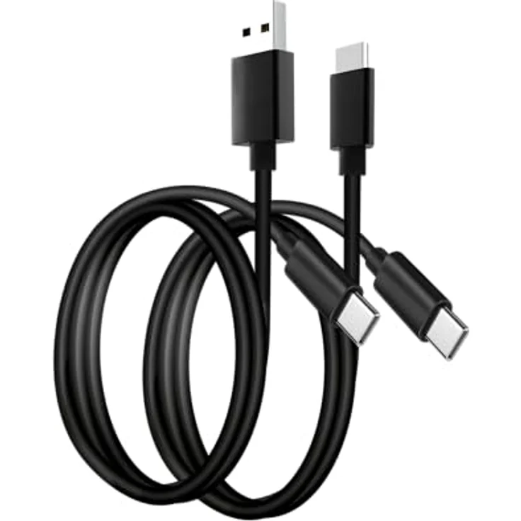 Stealth Silikon Ladekabel, Doppelpack (2x 2m), 1x USB-A -> C & 1x USB-C -> C, flexibel, schwarz – Bild 2
