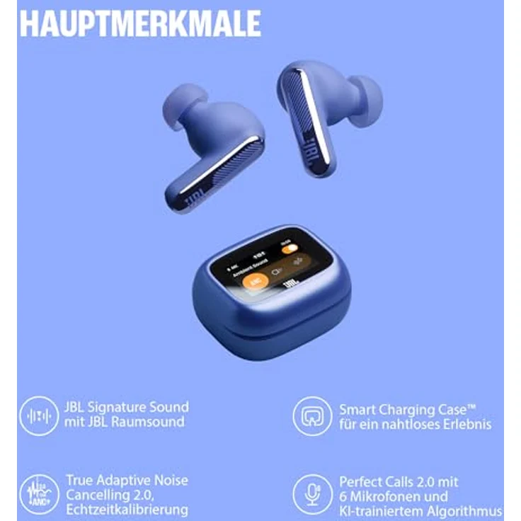 JBL Live Beam 4, Kabellose Noise-Cancelling-Ohrhörer mit Hi-Res Audio, Smart Charging Case, 48 Std. Akkulaufzeit, IP55 wasserdicht, Lila – Bild 3
