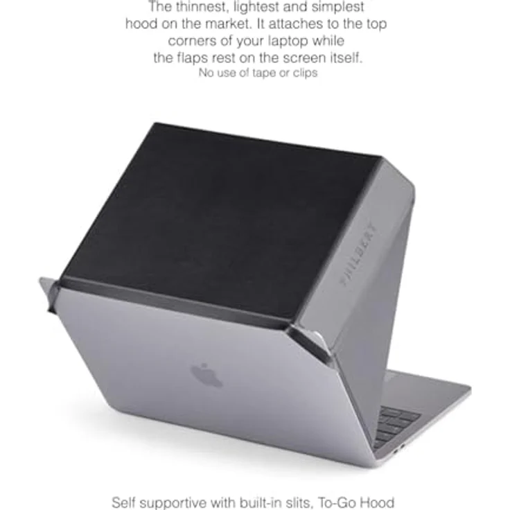 Philbert Design - St. Tropez Slim Hood für 15”/16” Laptops, Sonnenblende/Privatsphäre, hitzebeständig, Blendreduktion, Kontrastverbesserung, faltbar, Schwarz – Bild 3