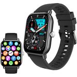 LQWELL Smartwatch Schlafmonitor für Damen Herren (5.1 cm/2.01 Zoll Full-Touch) IP68 wasserdichte Fitnessuhr, Bluetooth-Anrufe, Herzfrequenzmesser, Schrittzähler, Sportuhr - iOS Android, Schwarz