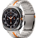 Wigento Smartwatch-Armband Für Samsung Galaxy Watch Ultra 47mm Three Bead Metall Armband Orange, Titanlegierung, wasser- und schweißfest