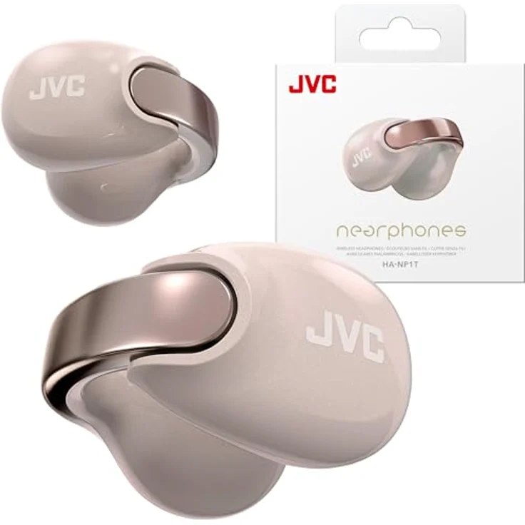 JVC Nearphones HA-NP1T-PN, Kabellose Ohrhörer im Earcuff-Design mit 24 Stunden Akkulaufzeit, Perlmutt-Opt in Rosé – Bild 8