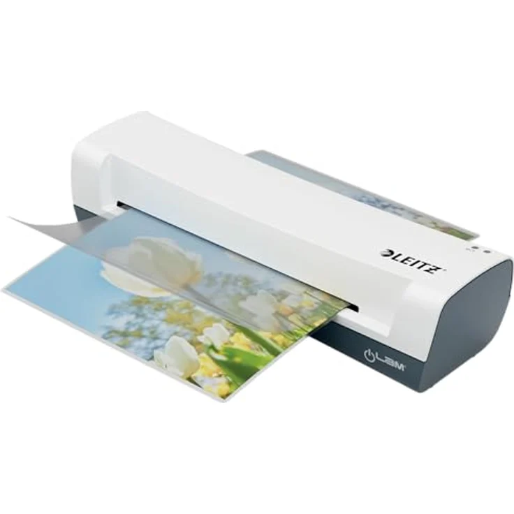 Leitz iLAM Home A4 Laminiergerät, Für 75 bis 125 mic Laminierfolien, 3 Minuten Aufwärmzeit, Inkl. Starterkit mit Folien, Ideal für den Einsatz Zuhause, Home Office & Schule, Weiß, 74310001 – Bild 5